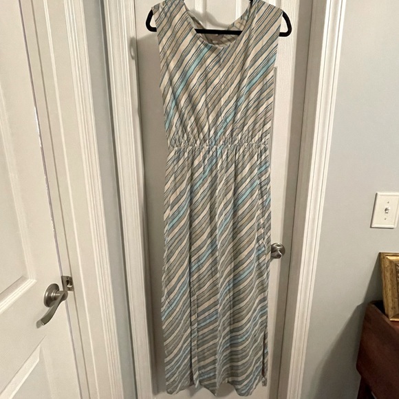 *DONATED* LOFT | Women’s Maxi Dress w/ Left Side Slit | Blue Tan Cream - Picture 1 of 10